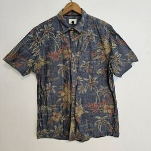 Civil Society Men's Tropical Print Shirt - Blue and Tan